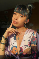 Rose Floral Print Satin Tie Crop Top - Kynslee