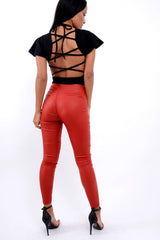 Black Lace Up Back Bodysuit -  Kyra