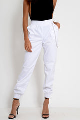 White High Waisted Cuffed Cargo Pants - Kyrah