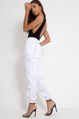 White High Waisted Cuffed Cargo Pants - Kyrah