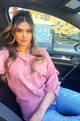 Pink Corduroy Oversized Shirt - Ennie