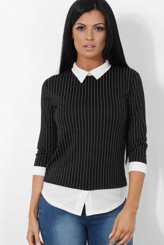 Lorel Black Striped Top