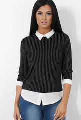 Lorel Black Striped Top