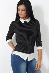 Lorel Black Striped Top