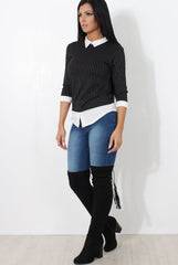 Lorel Black Striped Top