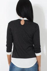 Lorel Black Striped Top