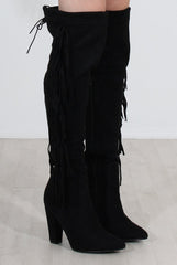 Nula Black Tassel Knee High Boots