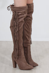 Nula Mocha Tassel Knee High Boots