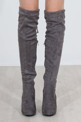 Milo Grey Suede Over The Knee Boots