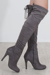 Milo Grey Suede Over The Knee Boots