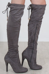 Milo Grey Suede Over The Knee Boots
