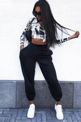 White Newspaper Print Plunge Tie Waist Top - Tilly