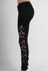 Kayleigh Black Side Lace Skinny Jeans