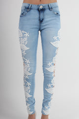 Kayleigh Side Lace Skinny Jeans