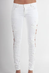 Kayleigh White Side Lace Skinny Jeans