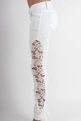 Kayleigh White Side Lace Skinny Jeans