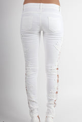 Kayleigh White Side Lace Skinny Jeans