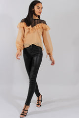 Marigold Lace Frilled Sheer Top - Linda