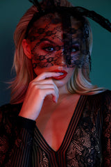 Black Lace Bunny Ear Headband - Lalani