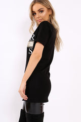 Black L'amour Paris Rose Slogan T-shirt - Marissa