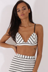 White Stripe Crochet Bralet - Lana