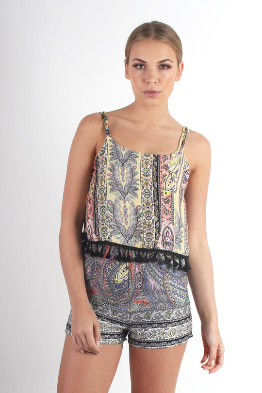Laney Paisley Tassel Playsuit