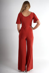 Lara Copper Rushed V Front Jumpsuit