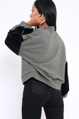 Khaki Chevron Fur Jumper - Lara