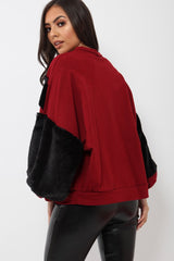 Wine Chevron Fur Jumper - Lara