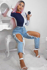 Light Extreme Rip Boyfriend Jeans - Mazy