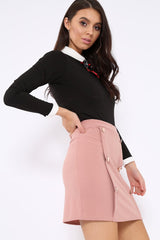 Black Long Sleeved Striped Bow Bodysuit - Lashay