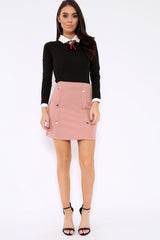 Black Long Sleeved Striped Bow Bodysuit - Lashay