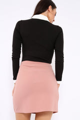 Black Long Sleeved Striped Bow Bodysuit - Lashay