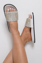 White Diamante Sliders  - Lassie