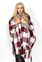 Latoya Red Faux Fur Trimmed Cape