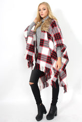 Latoya Red Faux Fur Trimmed Cape