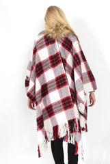 Latoya Red Faux Fur Trimmed Cape