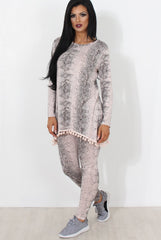 Pink Snakeskin Loungewear Set-Claudia
