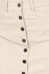Nude Leather Button Front Skirt- Launa