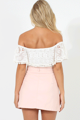 Pink Leather Button Front Skirt- Launa