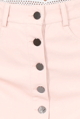 Pink Leather Button Front Skirt- Launa