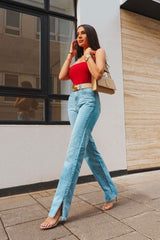 Rust Slinky Square Neck Bodysuit - Sadie