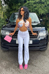 Multi Tie Dye Satin Bandana Halterneck Crop Top - Deja