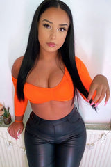 Neon Orange Asymmetric Crop Top - Nicki
