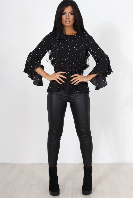 Laurel Black And White Polka Dots Top
