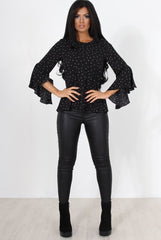 Laurel Black And White Polka Dots Top