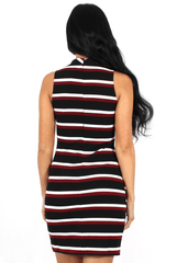 Laurel Black Striped Sleeveless Dress