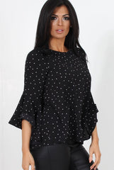 Laurel Black And White Polka Dots Top