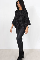 Laurel Black And White Polka Dots Top