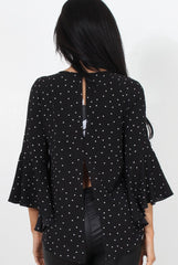 Laurel Black And White Polka Dots Top